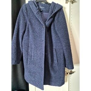 Lands End  Blue Wool Blend Hooded Coat Size 12 T